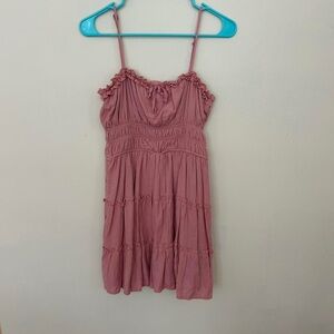 Pink Ruffled Spaghetti Strap Dress